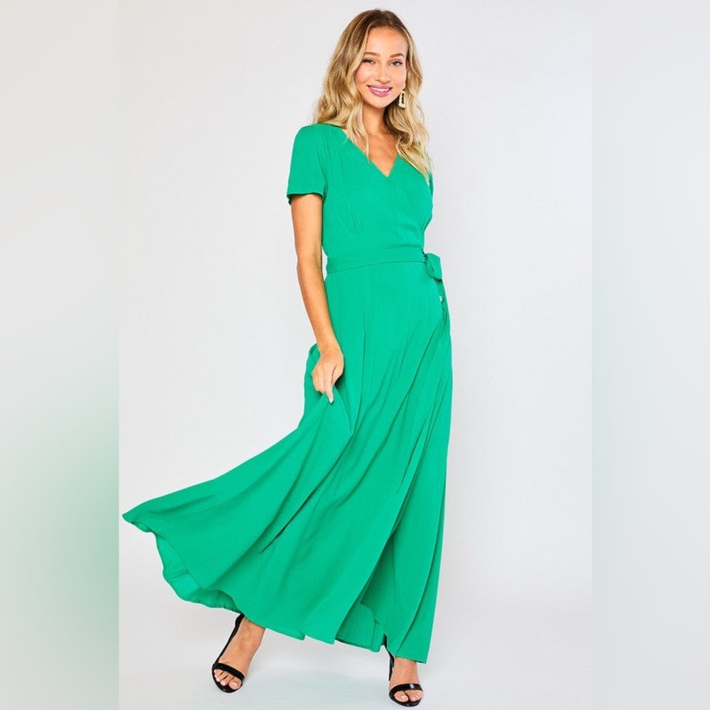 #31 Brandi Flowy Wrap Dress Green